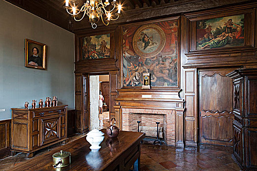 小,沙龙,特色,17世纪,家具,室内,城堡,法国