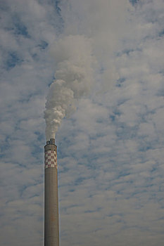 烟囱,云,鱼鳞云,蓝天,烟,污染