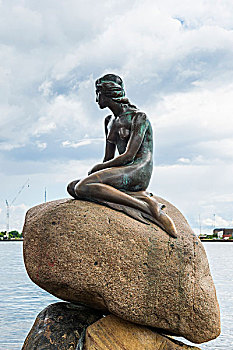 小美人鱼,雕塑,哥本哈根,丹麦