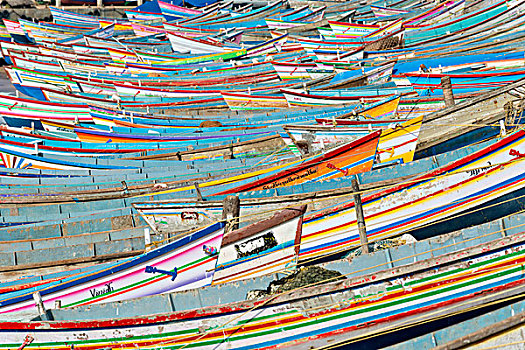 彩色,渔船,港口,喀拉拉,印度,亚洲