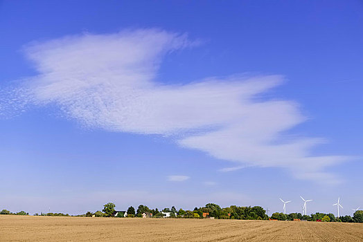 地点,风轮机,云,靠近,勃兰登堡,德国,欧洲