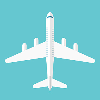 风格,客机,隔绝,漂亮,白色,飞机,蓝色背景,上面,运输,飞行,旅行,矢量,插画,透明