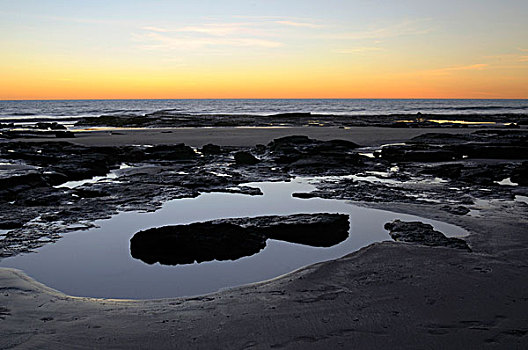 日落,海滩,澳大利亚