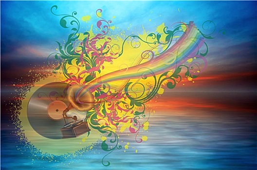 音乐,彩虹,海洋