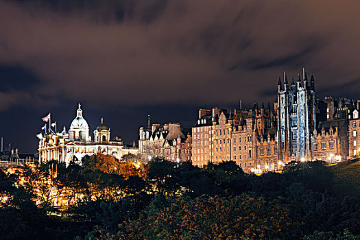 爱丁堡,城市风光,夜晚,英国