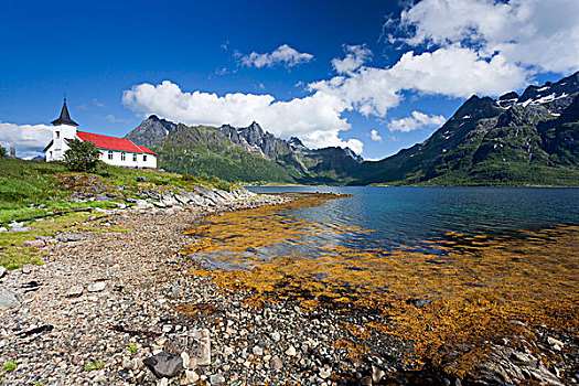 小教堂,罗浮敦群岛,挪威,斯堪的纳维亚,欧洲