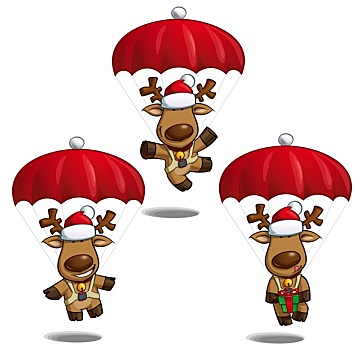 圣诞节,麋鹿,降落伞