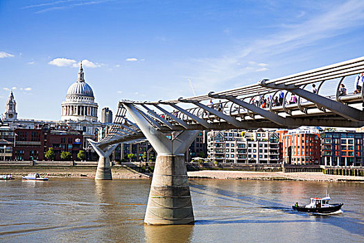 千禧桥,上方,泰晤士河,伦敦,英格兰