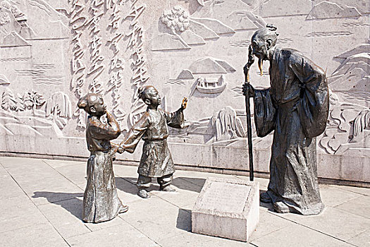 杭州湘湖,贺知章雕塑,回家偶书群像