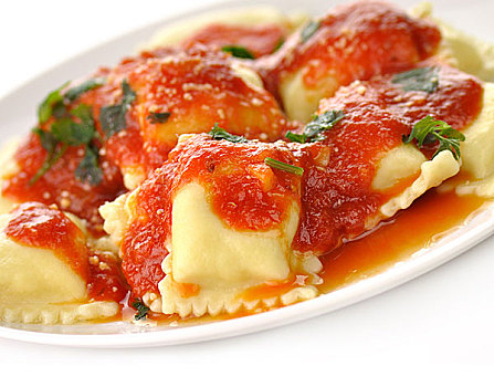 小方饺,意大利面,红色,番茄酱