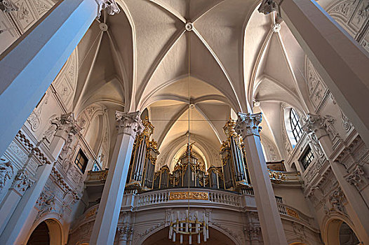 天花板,拱顶,器官,阁楼,教会,教堂,早,17世纪,维也纳,奥地利,欧洲