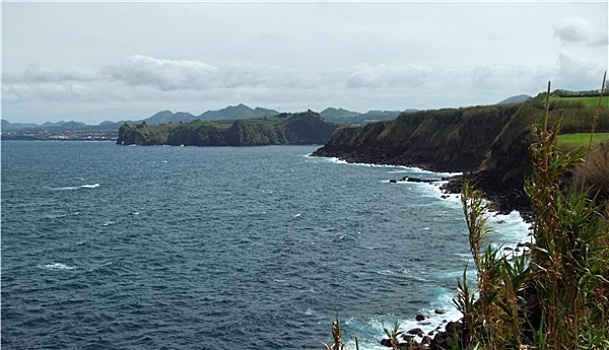 风暴,沿岸,风景,亚速尔群岛