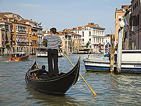意大利,威尼斯,女青年,旅行,小船,运河
