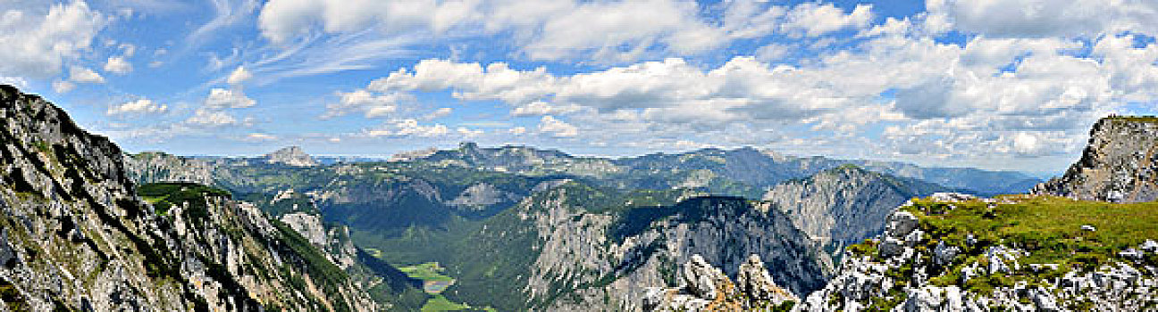 景色,山峦,中间,水塘,远足,山,施蒂里亚,奥地利,欧洲