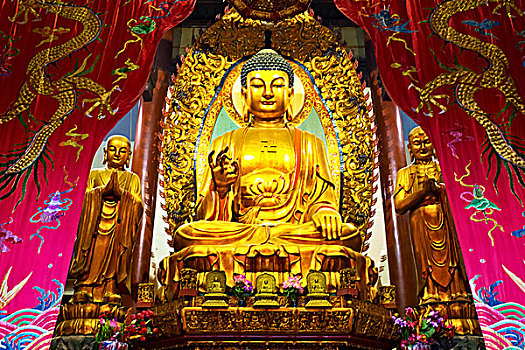 金色,佛,庙宇,二月,中国
