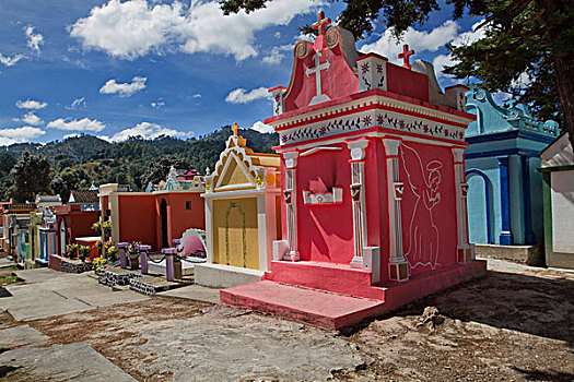 彩色,陵墓,墓地,齐齐卡斯提南哥,危地马拉,中美洲