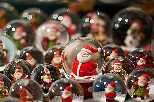 雪,球体,圣诞装饰,圣诞市场,纽伦堡,弗兰克尼亚,巴伐利亚,德国,欧洲