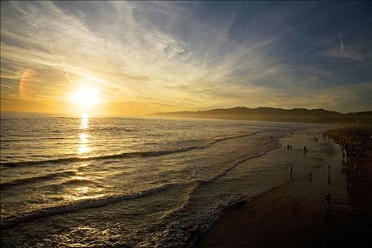 日落,上方,海洋,洛杉矶,加利福尼亚,美国