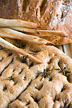 意式薄饼,面包棒,和洋葱,面包