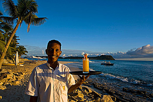 服务员,鸡尾酒,饮料,好奇,岛屿,马达加斯加