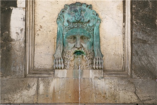 老式,罗马人,喷泉