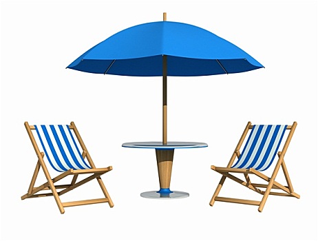 蓝色,折叠躺椅,伞