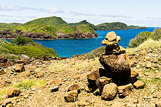 石头,累石堆,风景,海洋,尼维斯岛,圣文森,格林纳丁斯群岛,西印度群岛