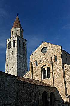 大教堂,阿奎利亚,钟楼,广场,靠近,格拉多,意大利,欧洲