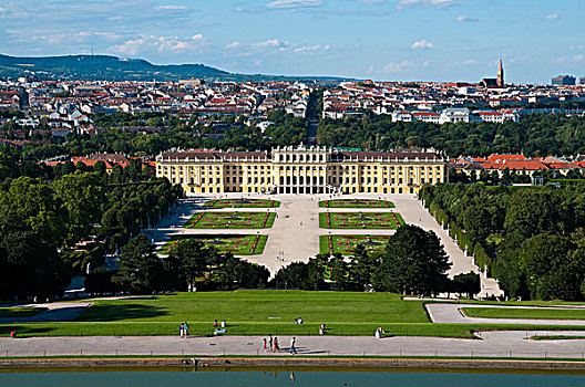 风景,上方,宫殿,花园,城堡,美泉宫,维也纳,奥地利,欧洲