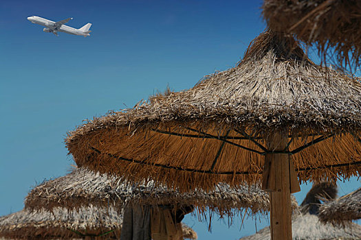 海滩伞,客机