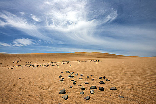 沙丘,黑色,石头,沙子,云体,自然保护区,大卡纳利岛,加纳利群岛,西班牙,欧洲