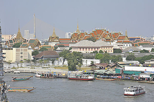 建筑,水岸,湄南河,大皇宫,曼谷,泰国