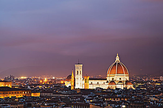 佛罗伦萨大教堂,光亮,黄昏,佛罗伦萨,托斯卡纳,意大利