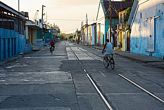 古巴,西恩富戈斯,港口,道路,骑车