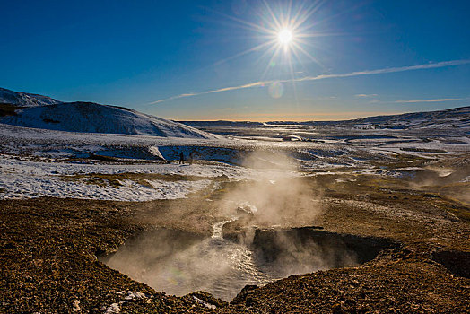 地热,区域,蒸汽,喷气孔,国家公园,冰岛,欧洲