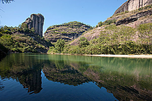 之字形,河,顶峰,武夷山,山,福建,中国