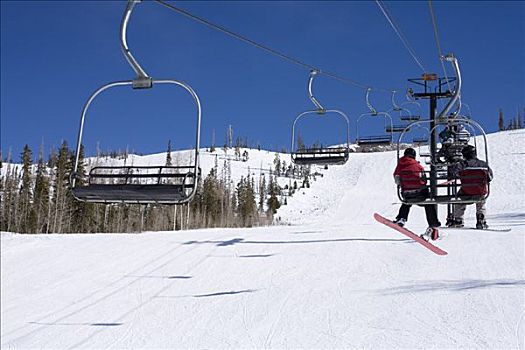 滑雪板玩家,滑雪缆车,犹他,美国