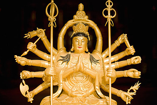 雕塑,女神,佛像,佛,庙宇,锡,香港,中国