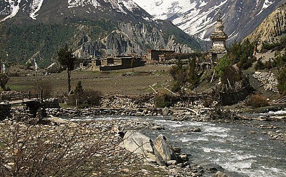 河流,流动,山谷,安娜普纳,尼泊尔