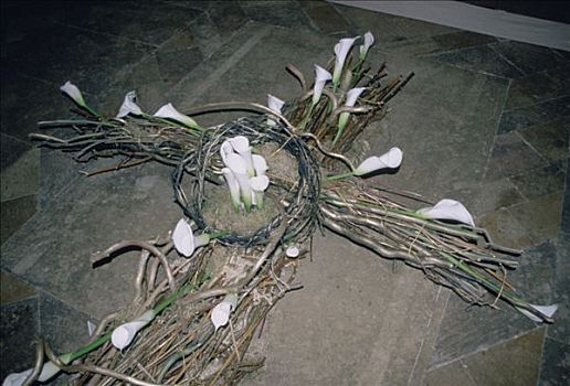 耶稣十字架,捆绑,棍,海芋植物,百合,大教堂,诺丁汉郡,艺术家