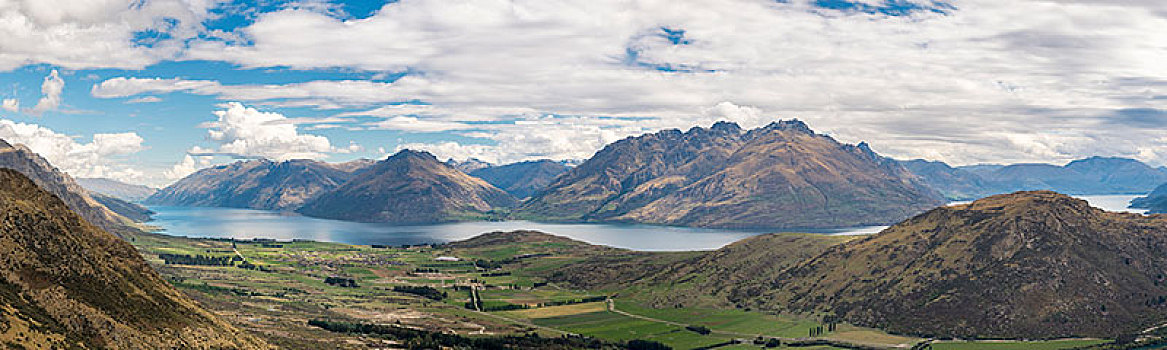 风景,山脉,壮观,瓦卡蒂普湖,山,皇后镇,奥塔哥,南岛,新西兰,大洋洲