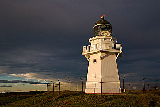 灯塔,乌云,背影,南部地区,新西兰
