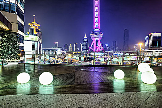 天际线,光亮,城市,上海,夜晚