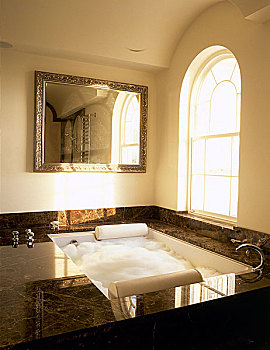 浴室,大理石,围绕,正面