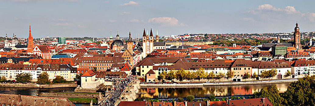 俯视,五兹堡,老,桥,教堂,教区教堂,市政厅,大教堂,弗兰克尼亚,巴伐利亚,德国,欧洲