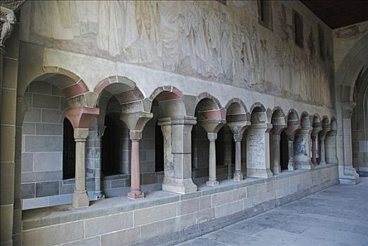 中世纪,回廊,教堂,壁画