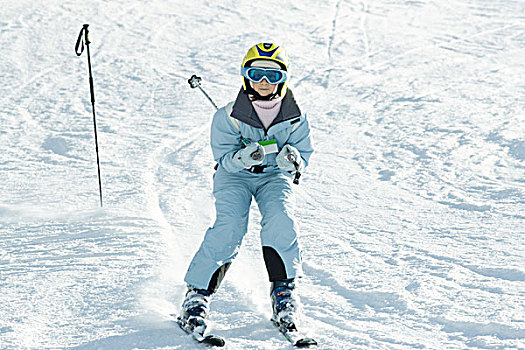 女孩,滑雪,滑雪坡,全身