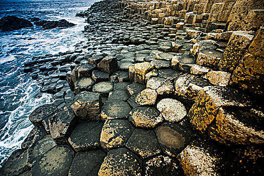 玄武岩,石头,巨大,堤道,北爱尔兰,英国,欧洲