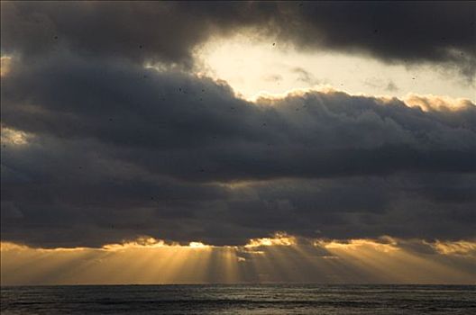 日落,沃尔夫岛,加拉帕戈斯群岛,厄瓜多尔