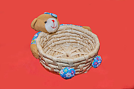 小熊编织箩工艺品